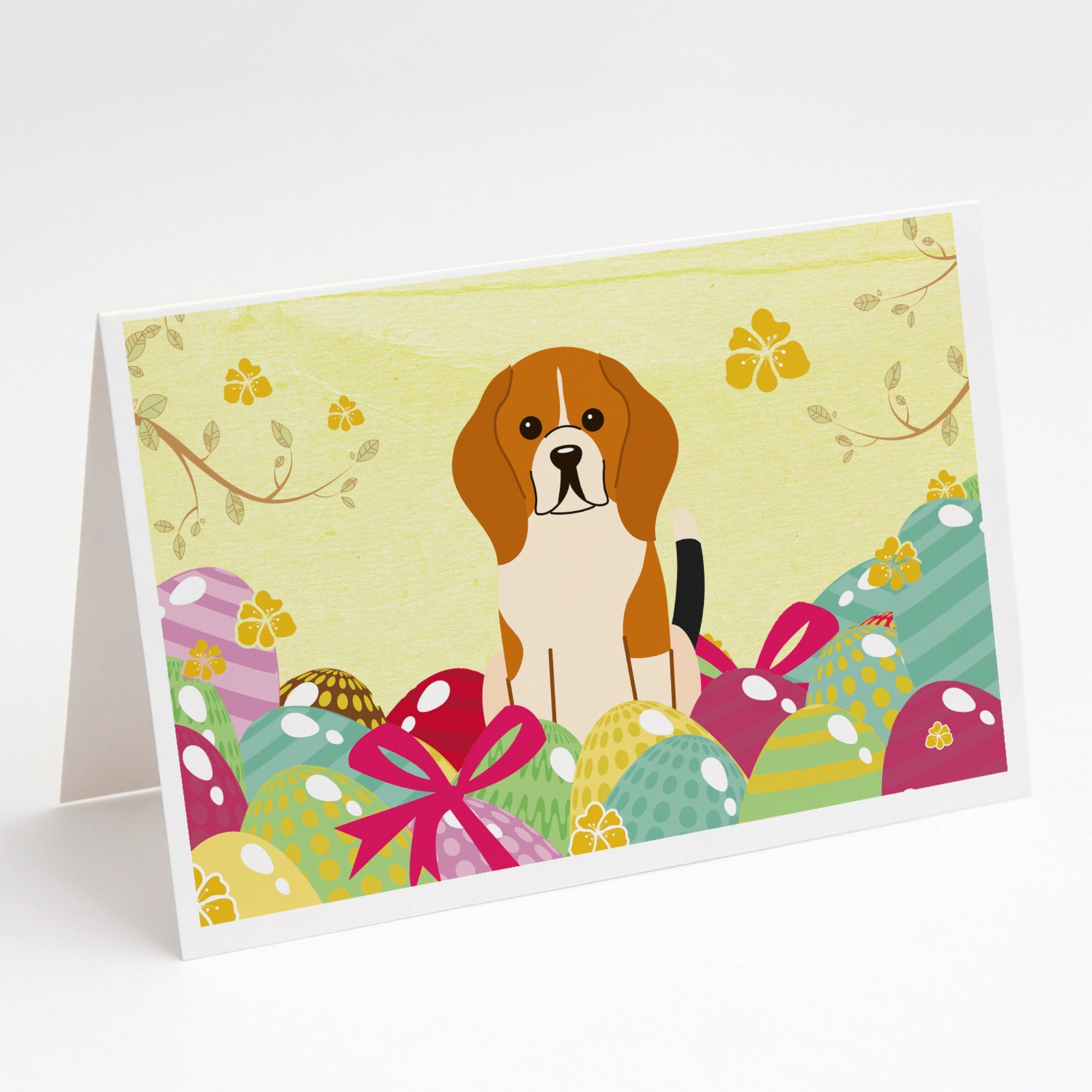 Easter Eggs Beagle Tricolor Greeting Cards And Envelopes Pack Of 8