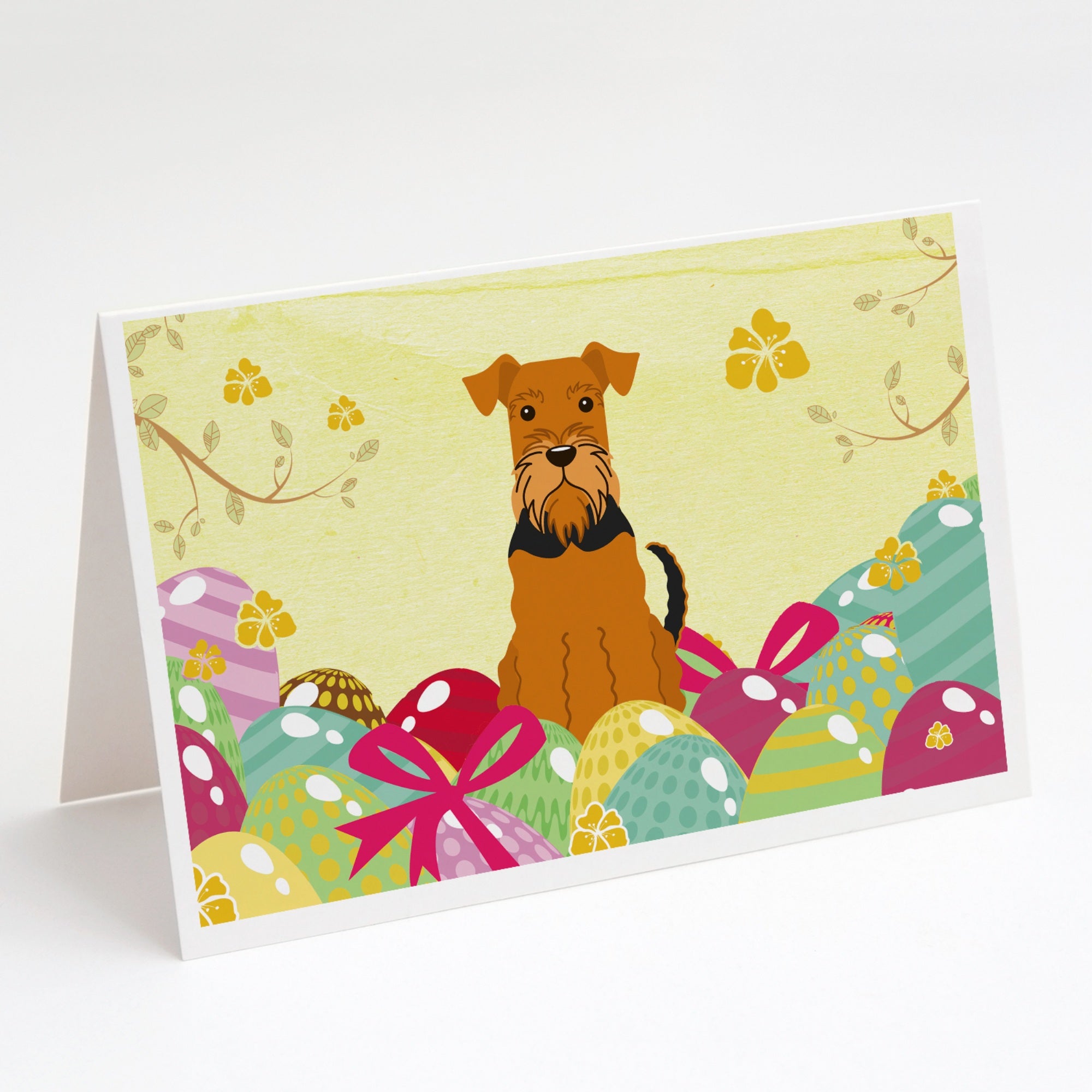 Easter Eggs Airedale Greeting Cards And Envelopes Pack Of 8