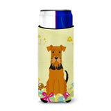 Caroline'S Treasures Easter Eggs Airedale Michelob Ultra Hugger For Slim Cans, Slim Can, Multicolor