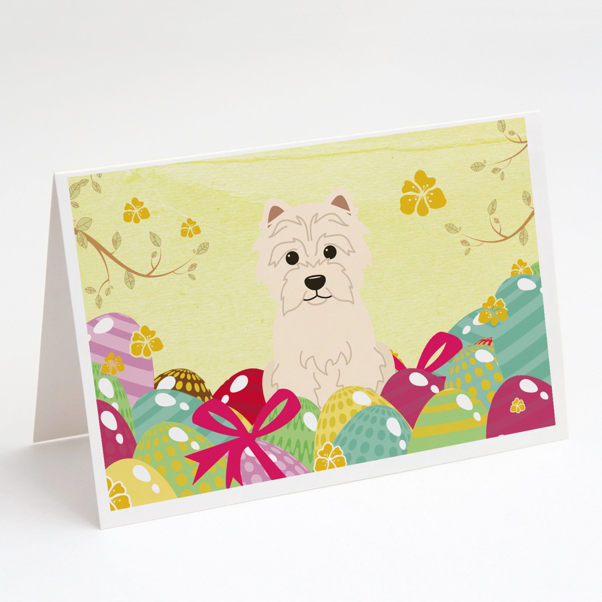 Easter Eggs Westie Greeting Cards And Envelopes Pack Of 8