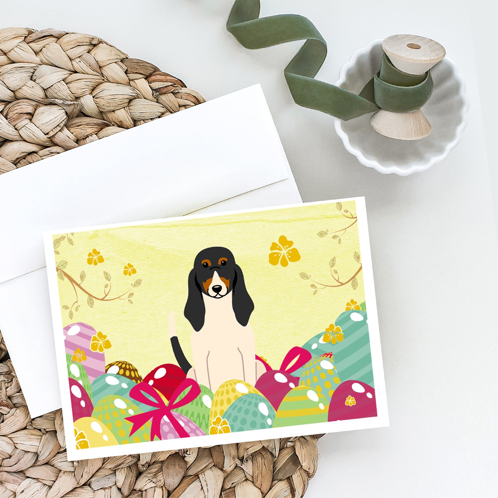 Easter Eggs Swiss Hound Greeting Cards And Envelopes Pack Of 8
