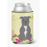 Caroline'S Treasures Easter Eggs Staffordshire Bull Terrier Blue Can Or Bottle Hugger, Can Hugger, Multicolor