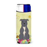 Caroline'S Treasures Easter Staffordshire Bull Terrier Michelob Ultra Hugger For Slim Cans, Slim Can, Multicolor