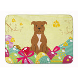 Caroline'S Treasures Easter Eggs Staffordshire Bull Terrier Brown Machine Washable Memory Foam Mat Doormats, Multicolor