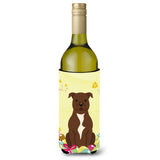 Caroline'S Treasures Bb6048Literk Easter Staff Bull Terrier Choc Wine Bottle Beverage Insulator Hugger, 750Ml, Multicolor
