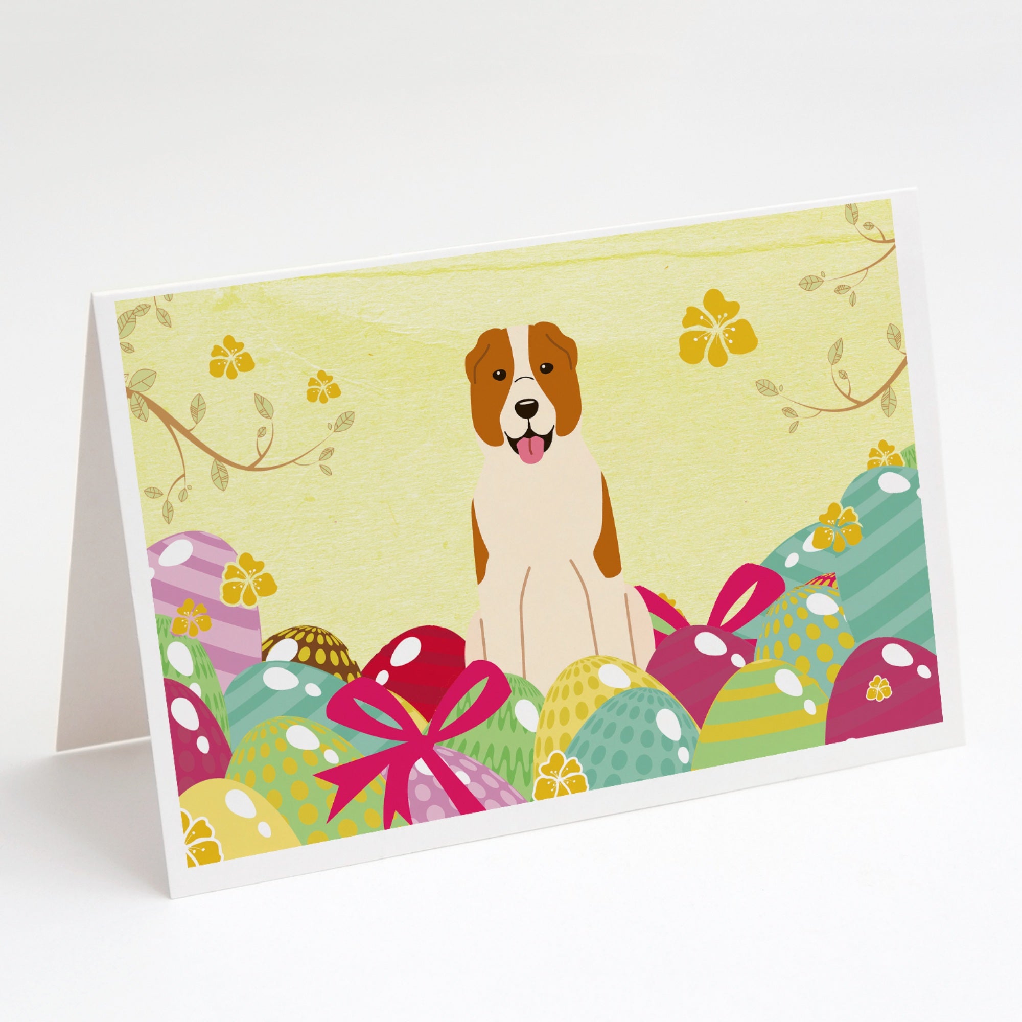 Easter Eggs Central Asian Shepherd Dog Greeting Cards And Envelopes Pack Of 8
