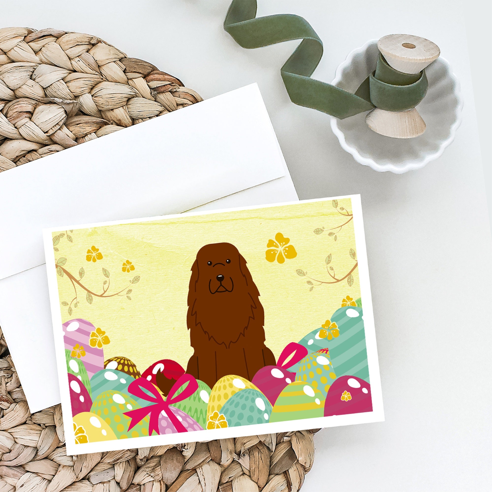 Easter Eggs Caucasian Shepherd Dog Greeting Cards And Envelopes Pack Of 8