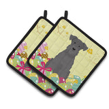 Caroline'S Treasures Bb6051Pthd Easter Miniature Schanuzer Pair Of Pot Holders, 7.5 X 7.5, Multicolor