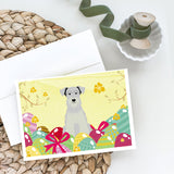 Easter Eggs Miniature Schnauzer White Greeting Cards And Envelopes Pack Of 8