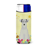 Caroline'S Treasures Easter Miniature Schanuzer White Michelob Ultra Hugger For Slim Cans, Slim Can, Multicolor