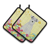 Caroline'S Treasures Bb6053Pthd Easter Miniature Schanuzer Pair Of Pot Holders, 7.5 X 7.5, Multicolor