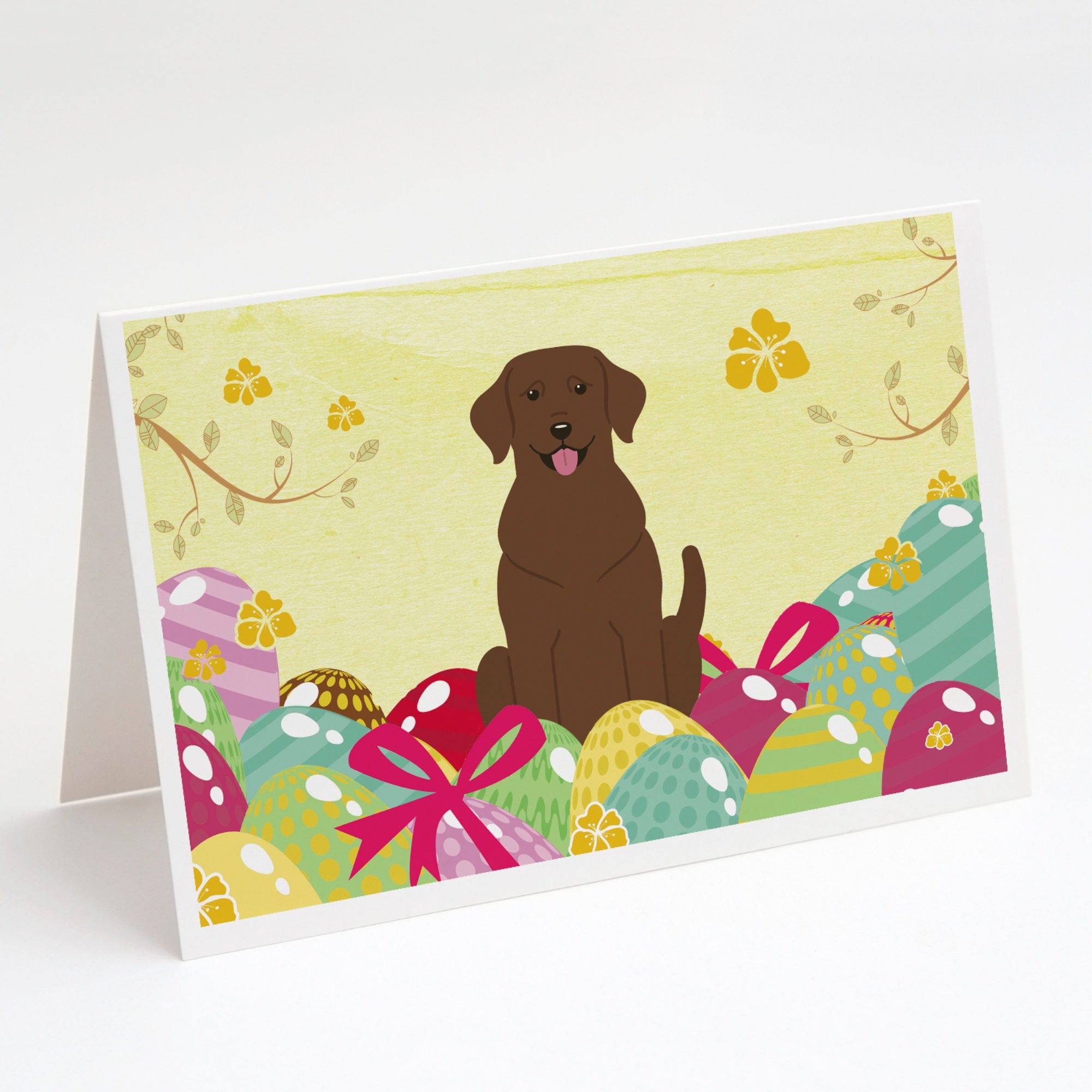 Easter Eggs Chocolate Labrador Greeting Cards And Envelopes Pack Of 8