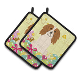 Caroline'S Treasures Easter Eggs Cavalier Spaniel Pair Of Pot Holders, 7.5Hx7.5W, Multicolor
