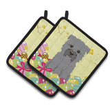 Caroline'S Treasures Easter Eggs Glen Of Imal Grey Pair Of Pot Holders, 7.5Hx7.5W, Multicolor