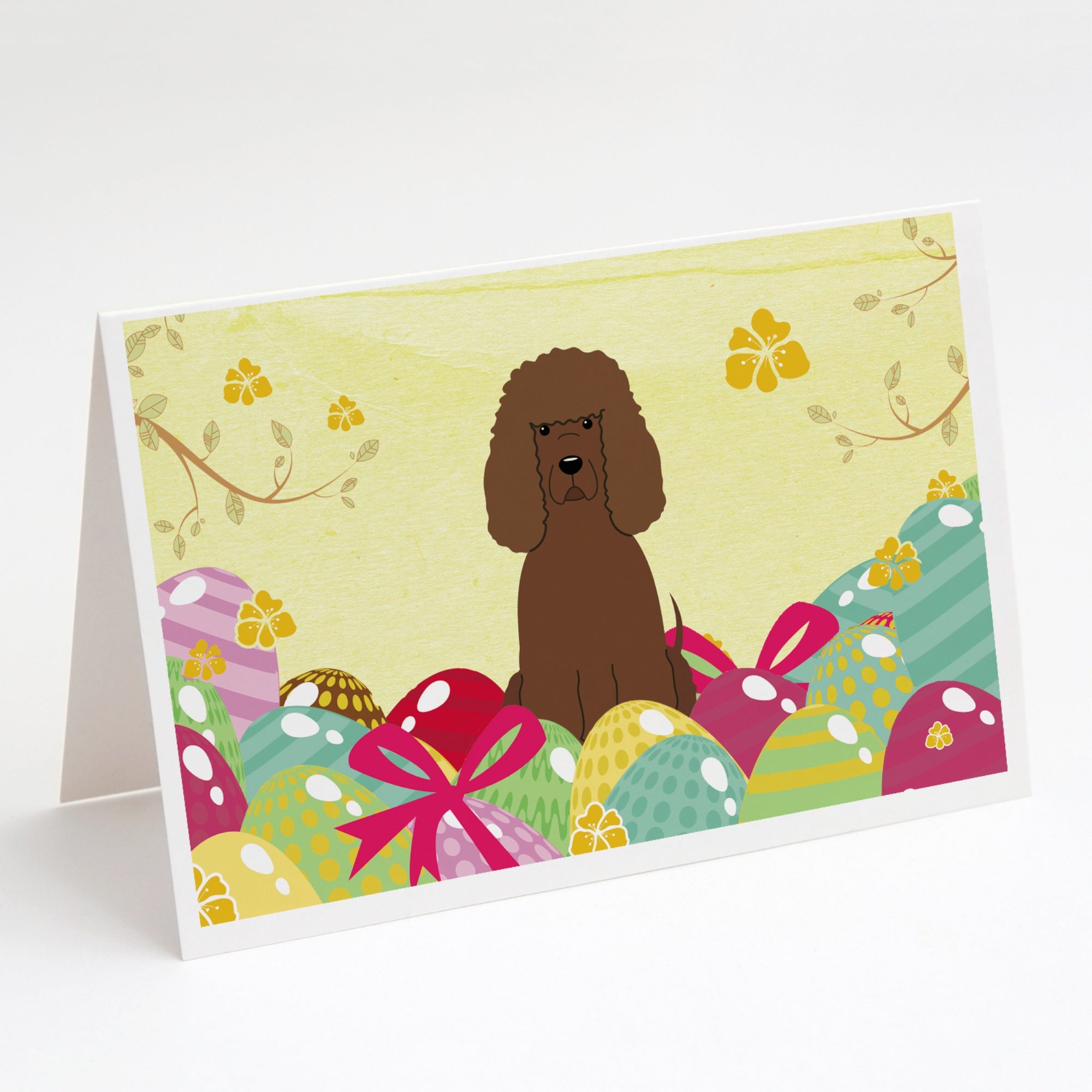Easter Eggs Irish Water Spaniel Greeting Cards And Envelopes Pack Of 8