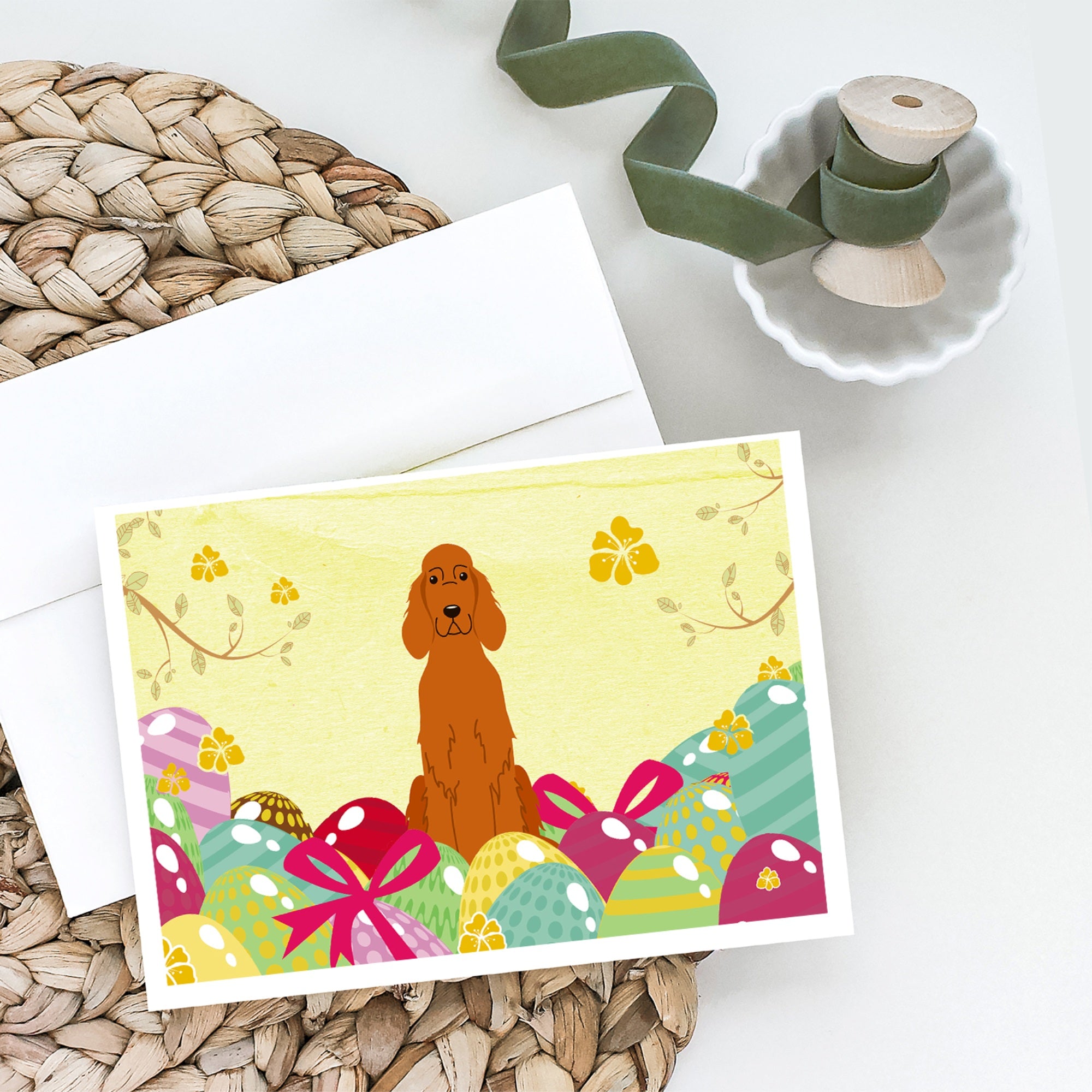 Easter Eggs Irish Setter Greeting Cards And Envelopes Pack Of 8