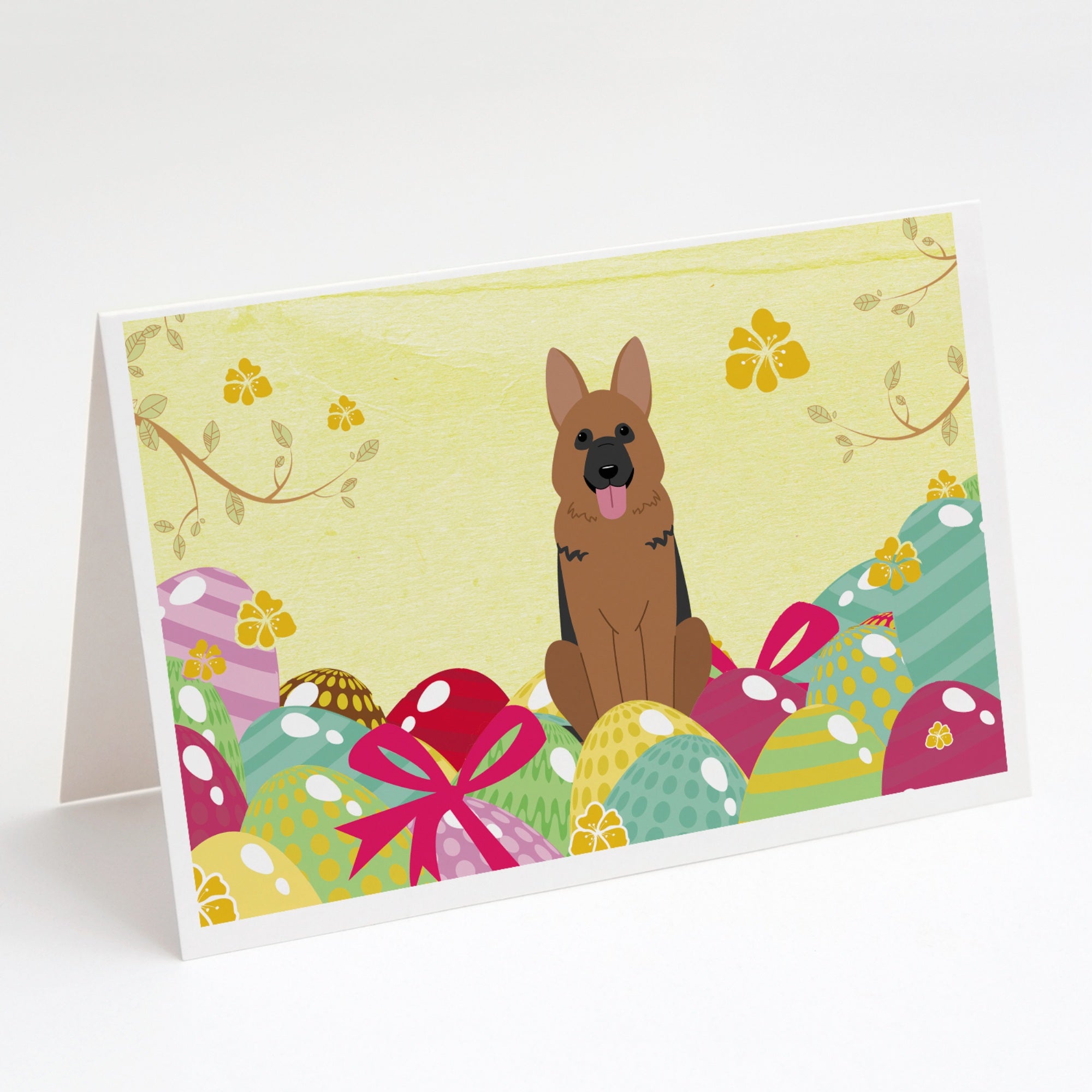 Easter Eggs German Shepherd Greeting Cards And Envelopes Pack Of 8