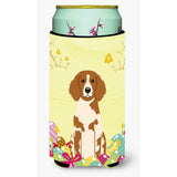 Caroline'S Treasures Easter Eggs Brittany Spaniel Tall Boy Beverage Insulator Hugger, Multicolor