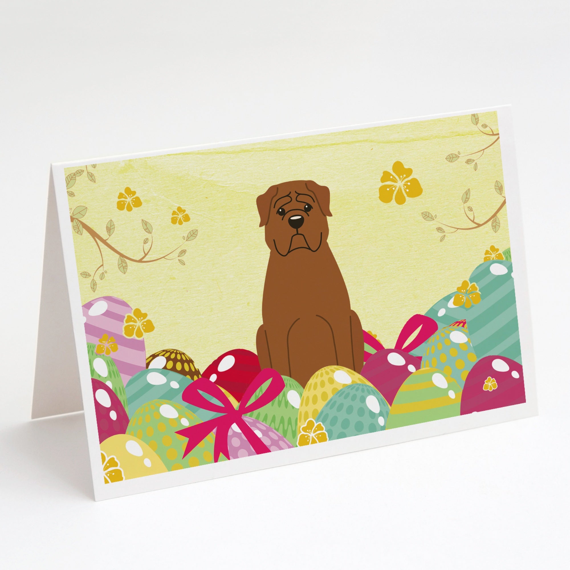 Easter Eggs Dogue De Bourdeaux Greeting Cards And Envelopes Pack Of 8