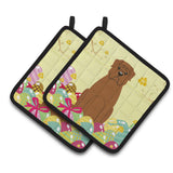 Caroline'S Treasures Easter Eggs Dogue De Bourdeaux Pair Of Pot Holders, 7.5Hx7.5W, Multicolor