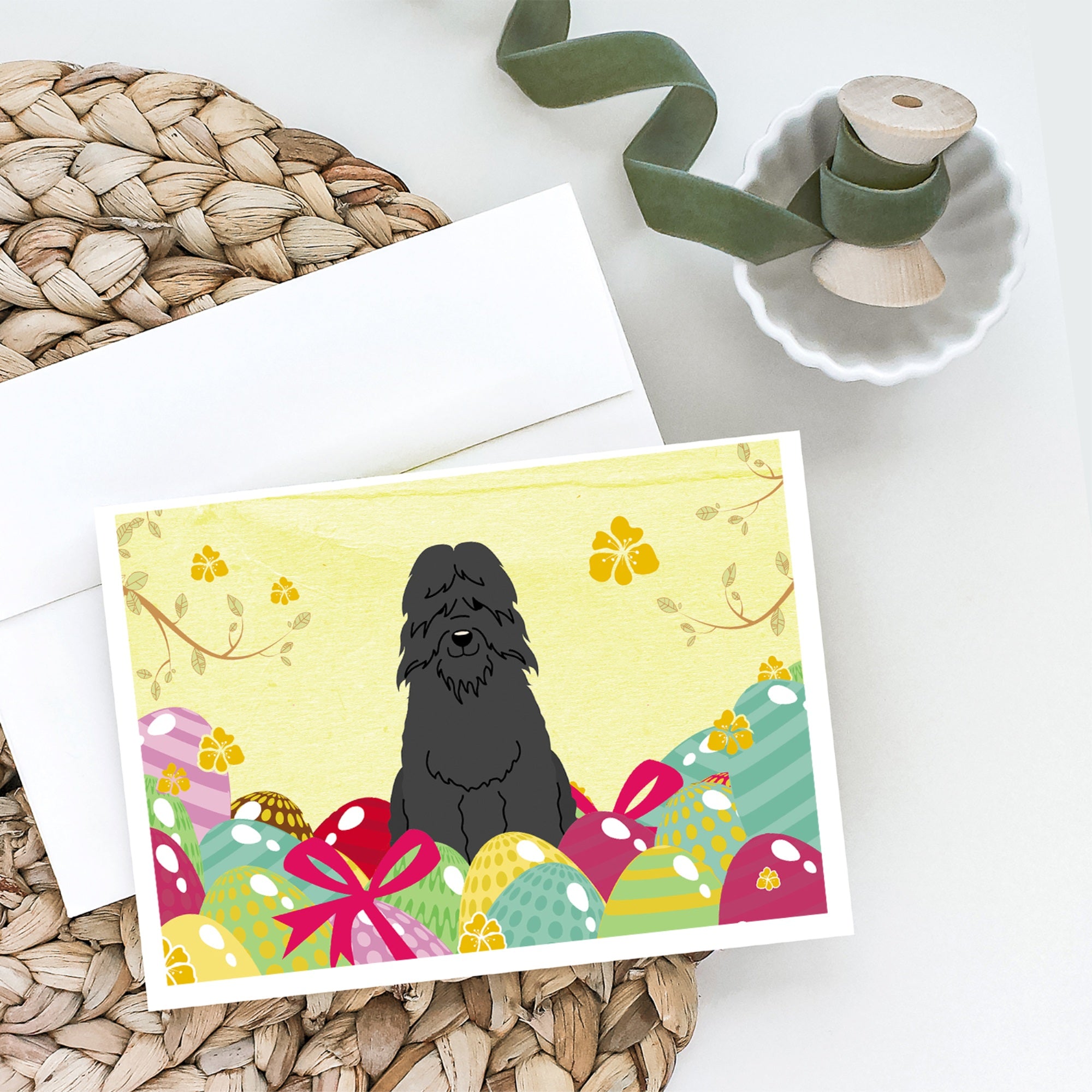 Easter Eggs Bouvier Des Flandres Greeting Cards And Envelopes Pack Of 8