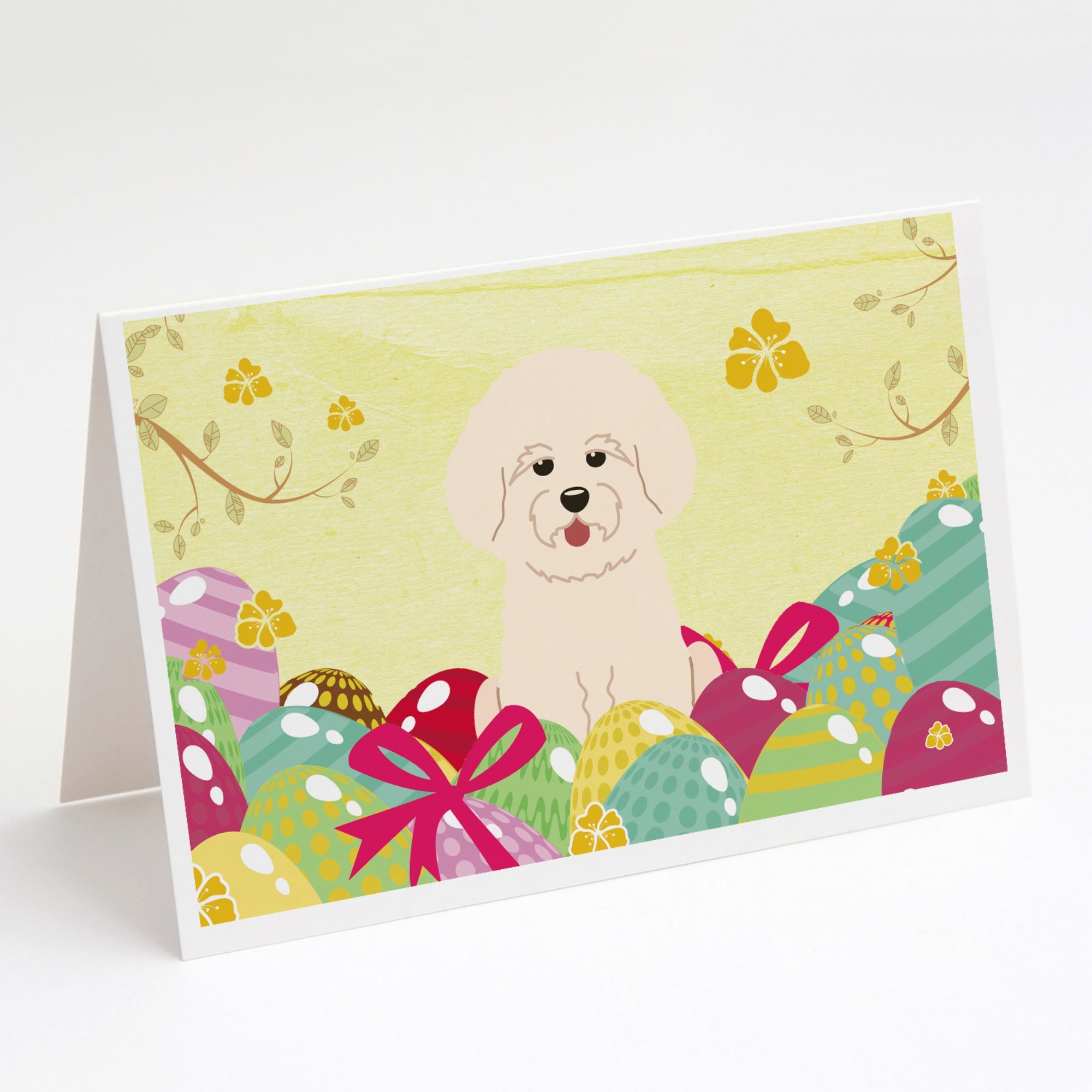 Easter Eggs Bichon Frise Greeting Cards And Envelopes Pack Of 8