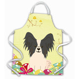 Caroline'S Treasures Easter Eggs Papillon Black White Apron, Large, Multicolor