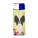 Caroline'S Treasures Easter Eggs Papillon Black White Michelob Ultra Hugger For Slim Cans, Slim Can, Multicolor