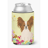 Caroline'S Treasures Easter Eggs Papillon Red White Can Or Bottle Hugger, Can Hugger, Multicolor
