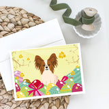 Easter Eggs Papillon Red White Greeting Cards And Envelopes Pack Of 8