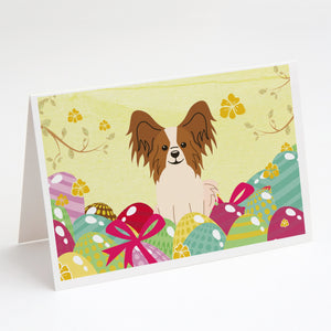 Easter Eggs Papillon Red White Greeting Cards And Envelopes Pack Of 8