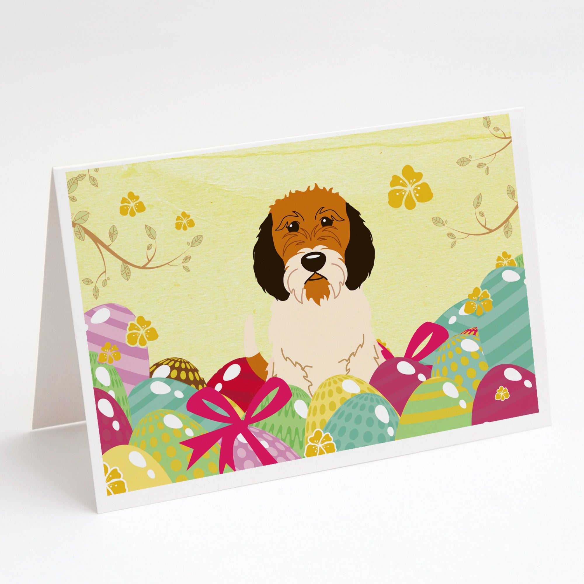 Easter Eggs Petit Basset Griffon Veenden Greeting Cards And Envelopes Pack Of 8