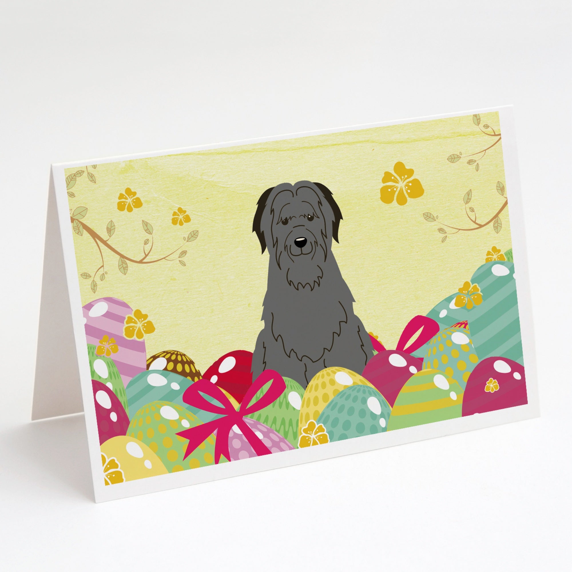 Easter Eggs Briard Black Greeting Cards And Envelopes Pack Of 8