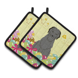 Caroline'S Treasures Easter Eggs Briard Black Pair Of Pot Holders, 7.5Hx7.5W, Multicolor