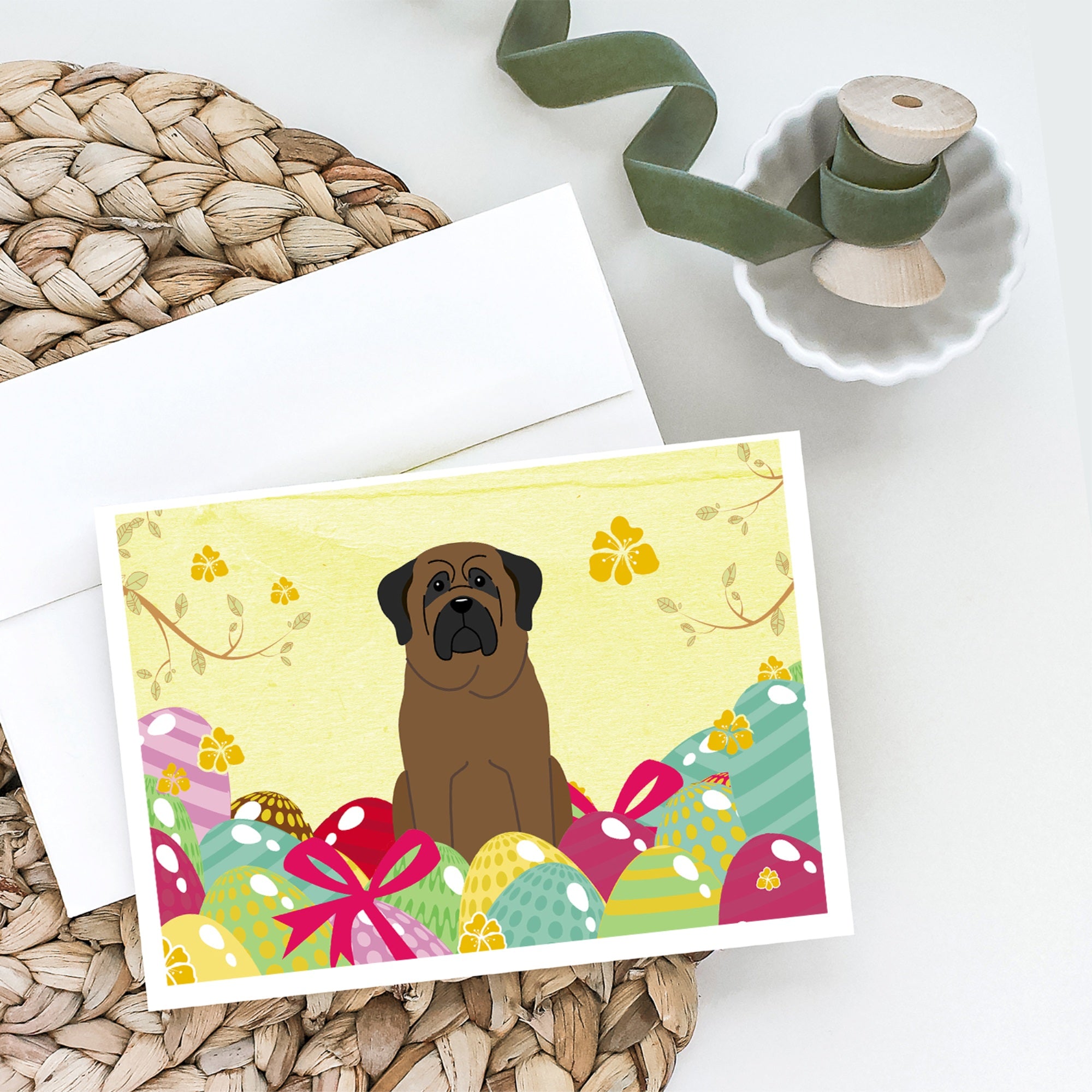 Easter Eggs Bullmastiff Greeting Cards And Envelopes Pack Of 8