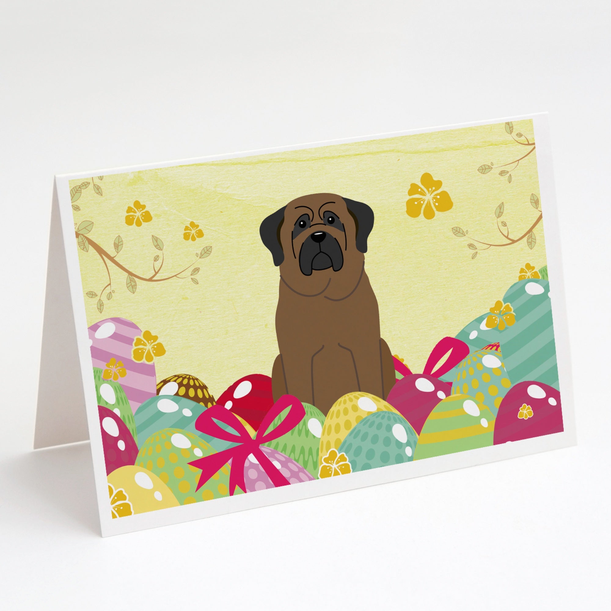 Easter Eggs Bullmastiff Greeting Cards And Envelopes Pack Of 8