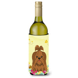 Caroline'S Treasures Bb6086Literk Easter Shih Tzu Silver Wine Bottle Beverage Insulator Hugger, 750Ml, Multicolor