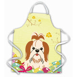 Caroline'S Treasures Easter Eggs Shih Tzu Red White Apron, Large, Multicolor