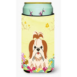 Caroline'S Treasures Easter Eggs Shih Tzu Red White Tall Boy Beverage Insulator Hugger, Multicolor