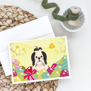 Easter Eggs Shih Tzu Black White Greeting Cards And Envelopes Pack Of 8