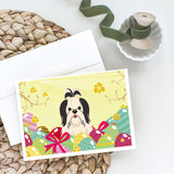 Easter Eggs Shih Tzu Black White Greeting Cards And Envelopes Pack Of 8