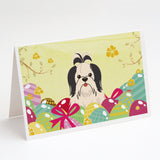 Easter Eggs Shih Tzu Black White Greeting Cards And Envelopes Pack Of 8