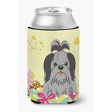 Caroline'S Treasures Easter Eggs Shih Tzu Black Silver Can Or Bottle Hugger, Can Hugger, Multicolor