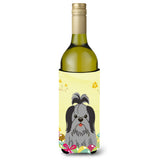 Caroline'S Treasures Bb6089Literk Easter Shih Tzu Black Silver Wine Bottle Beverage Insulator Hugger, 750Ml, Multicolor