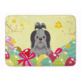 Caroline'S Treasures Easter Eggs Shih Tzu Black Silver Machine Washable Memory Foam Mat Doormats, Multicolor