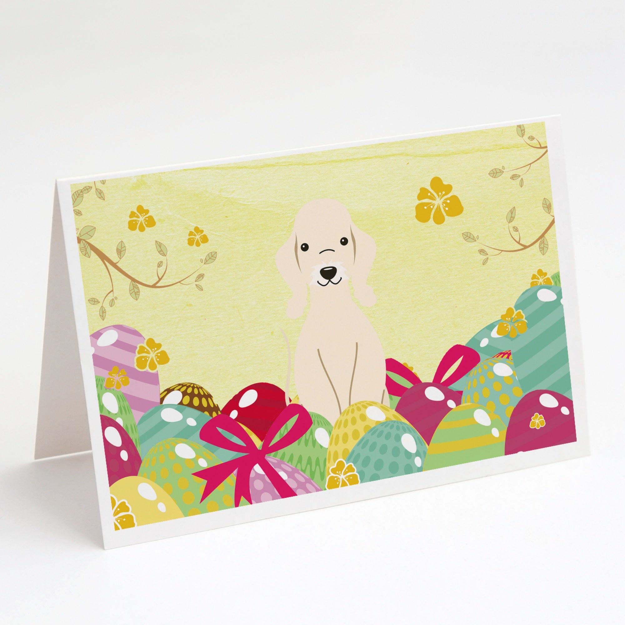 Easter Eggs Bedlington Terrier Sandy Greeting Cards And Envelopes Pack Of 8