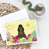 Easter Eggs Cocker Spaniel Black Tan Greeting Cards And Envelopes Pack Of 8