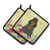 Caroline'S Treasures Easter Cocker Spaniel Pair Of Pot Holders, 7.5Hx7.5W, Multicolor