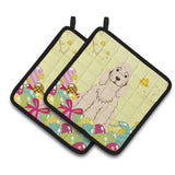 Caroline'S Treasures Easter Cocker Spaniel Buff Pair Of Pot Holders, 7.5Hx7.5W, Multicolor