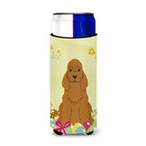 Caroline'S Treasures Easter Eggs Cocker Spaniel Red Michelob Ultra Hugger For Slim Cans, Slim Can, Multicolor